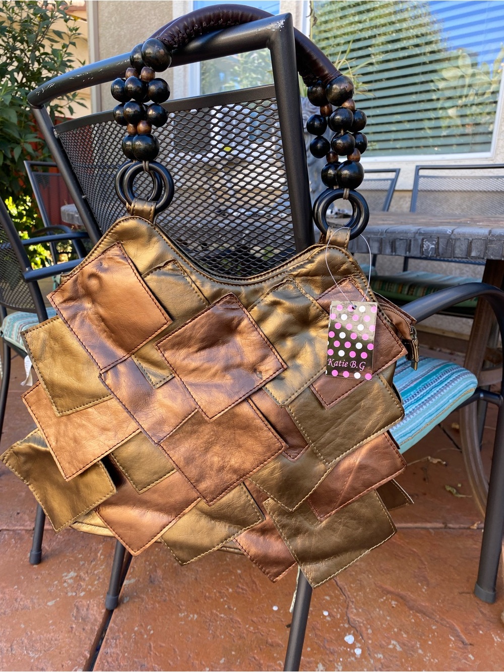 Metallic Patchwork Tote in Bronze and Gold